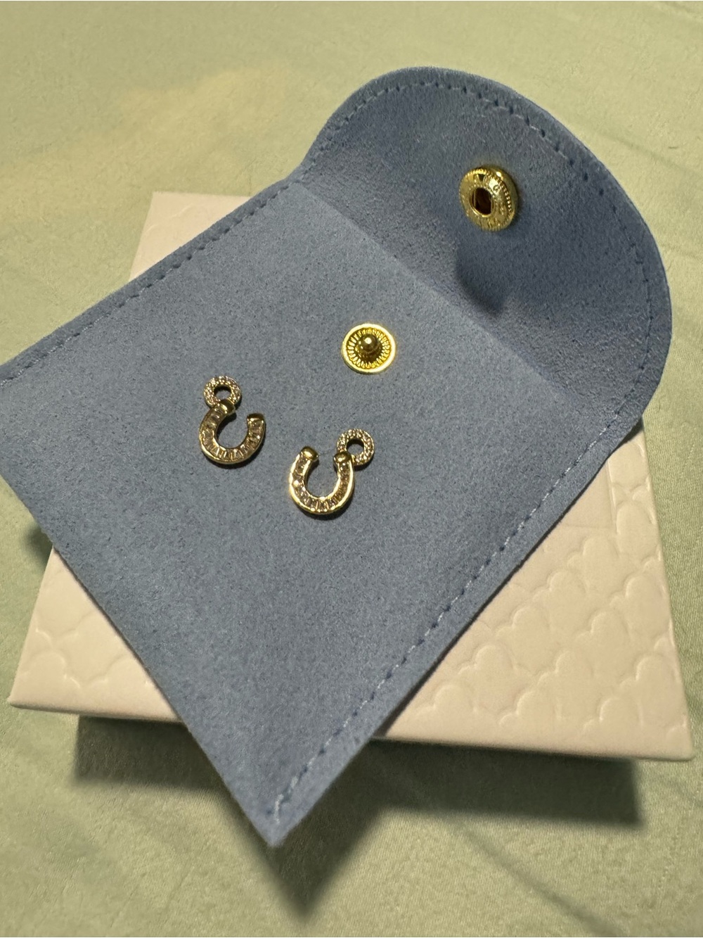 Gold Horseshoe Stud Earring charms set
